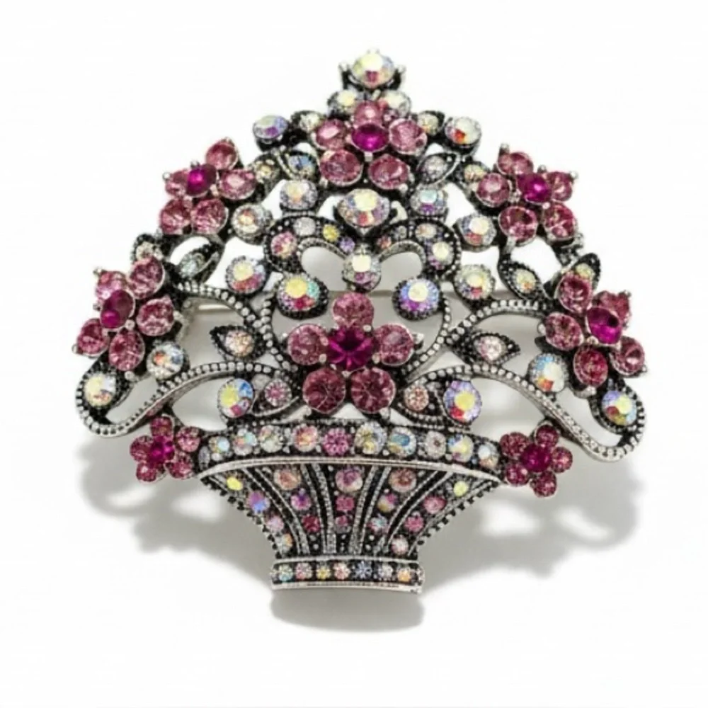 Rhinestone Flower Bouquet Vintage Inspired Brooch